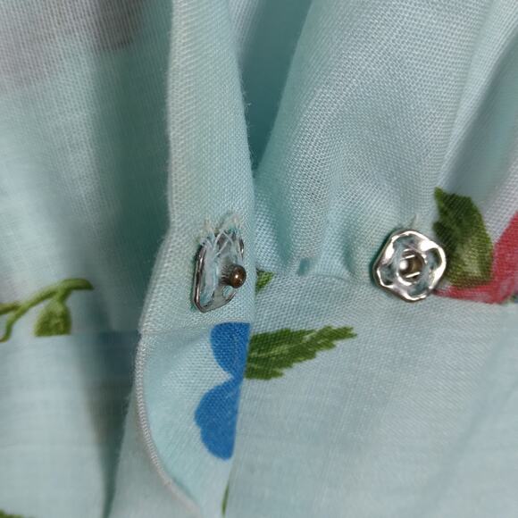 Vintage Its A Charm Long Robe Size Large Pastel Blue Floral Print - Picture 3 of 13